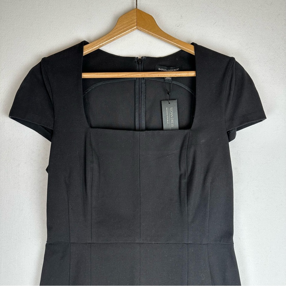 Banana Republic Sloan Dress Black Sz10 LBD Stretch NWT Cocktail Party Office - Picture 3 of 11